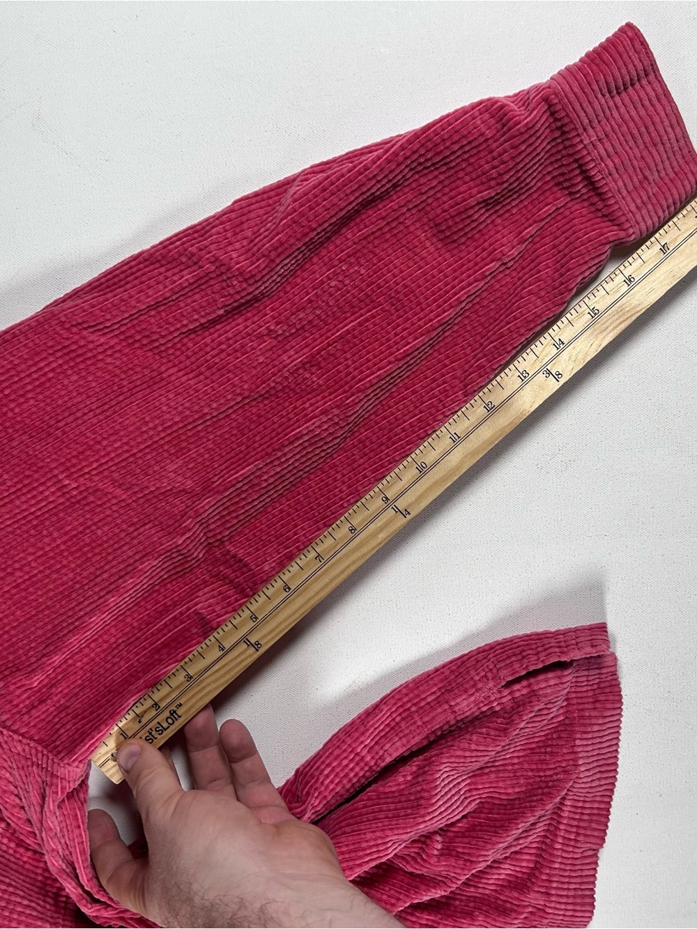 Vtg LL Bean Button Up Shirt Wide Wale Corduroy Chore Shacket Pink Cottage 90s XL - Picture 4 of 6